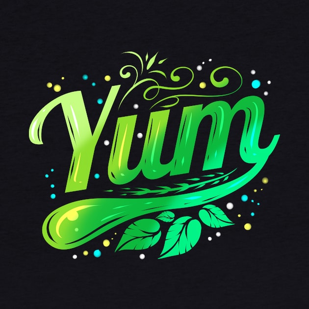 Green Leaves Yum Logo for Vegetarian - Go Vegan by SinBle